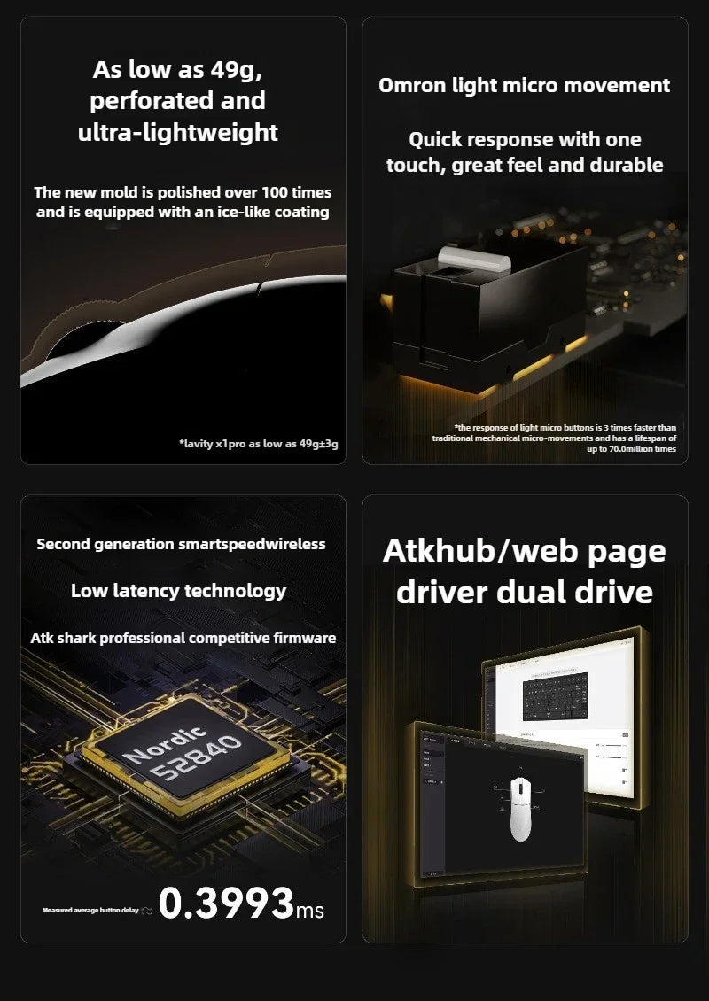 Neue ATK X1 SE Starlight kabellose leichte Gaming-Maus PAW3395 26K DPI Hub Page Driver 1000Hz – Gaming-Maus und PC-Spieler-Zubehör