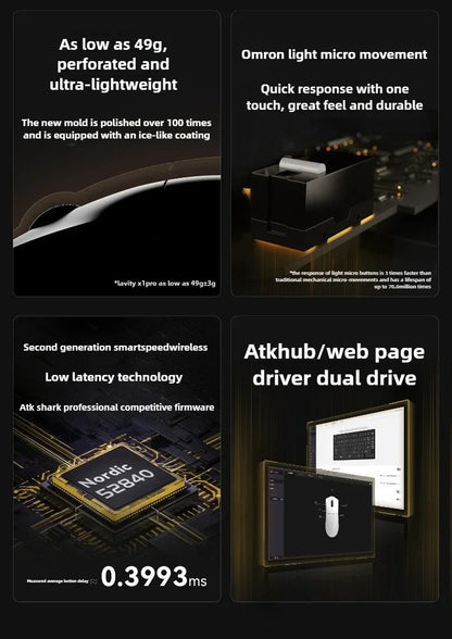 Neue ATK X1 SE Starlight kabellose leichte Gaming-Maus PAW3395 26K DPI Hub Page Driver 1000Hz – Gaming-Maus und PC-Spieler-Zubehör