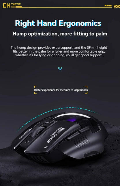Inphic A9 Pro Three-mode Game Mouse Colorful Light Guide Pillar Power Indicator DPI Adjustable Macro-driver Ergonomics 12800DPI