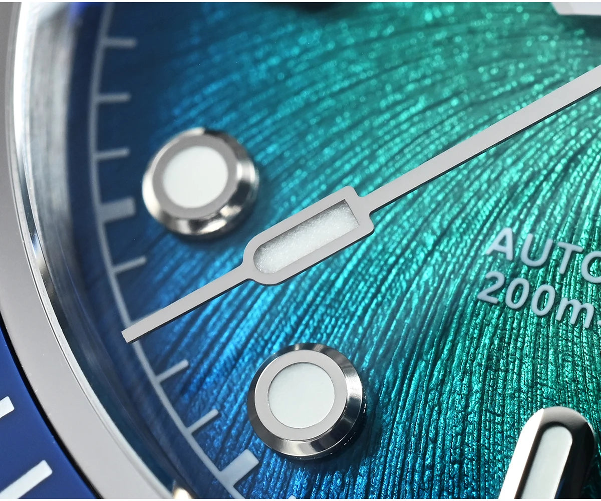 San Martin 40mm Luxus-Taucheruhr für Herren, Miyota 9015, Sunburst-Emaille-Zifferblatt, automatische mechanische Armbanduhr, wasserdicht bis 200m, SN0148