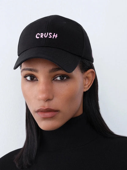 Șepci de baseball unisex brodate „crush”, negre, cu inițiale brodate, model „Dad Hat”, 100% bumbac, pentru toate anotimpurile