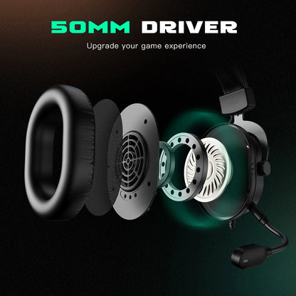 Cuffie gaming RGB FIFINE con microfono – cuffie cablate over-ear con suono surround 7.1 per PC, PS4 e PS5, con 3 modalità EQ
