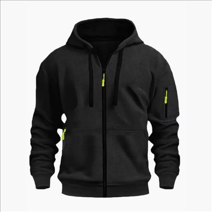 Men's Sweatshirts with Zipper Pockets Thin Solid Color Half Tracksuit Casual Outdoor Hooded Tracksuit Long Sleeves Jacket Coats