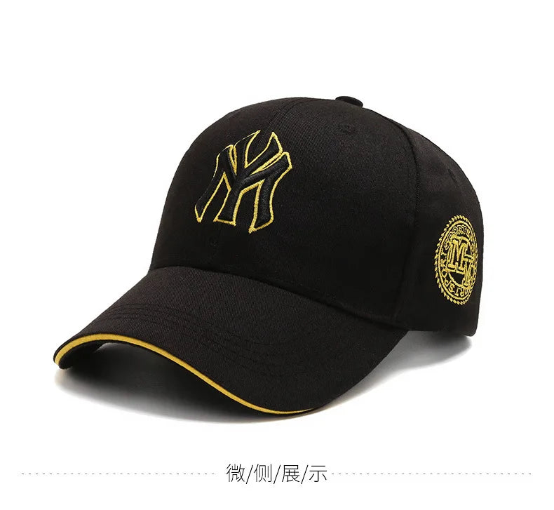 Four Seasons HatsMen Trendy Black Retro brooklyn Letter Embroidery Baseball Cotton Adjustable Casual Hat Hip Hop Sun Hats