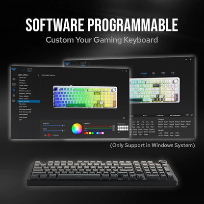 Teclado Mecânico Gaming E-sports AULA F99 Pro Três Modos RGB Hot Swappable 96% PBT Personalizado Sem Fios com Botão Medi