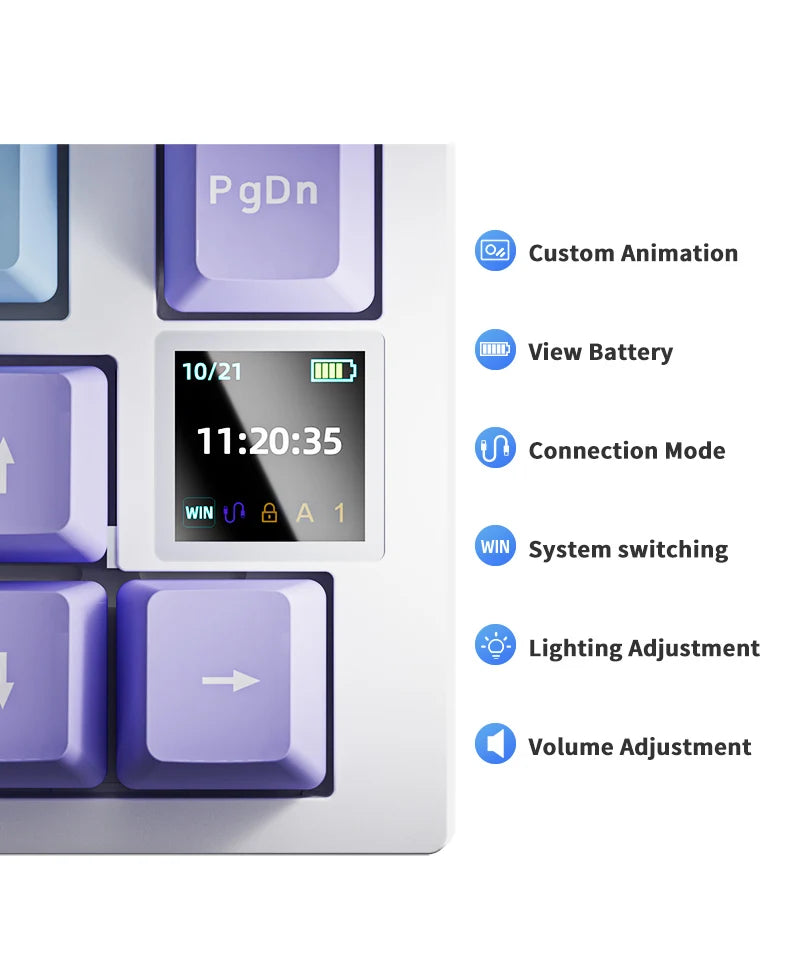 AJAZZ AK820 Teclado mecânico 70% com formato compacto/iluminação RGB/interruptores hot-swappable, com ligação com fios, sem fios e Bluetooth