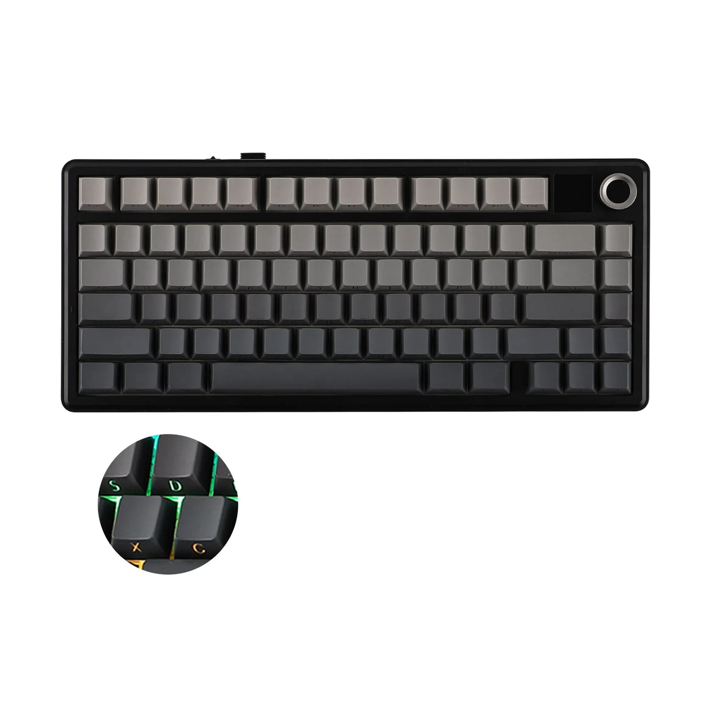 Teclado mecânico sem fios EPOMAKER X AULA F75 MAX Compact 75% ANSI Layout com ligação com fios/Bluetooth/2.4GHz, ecrã TFT e botão rotativo