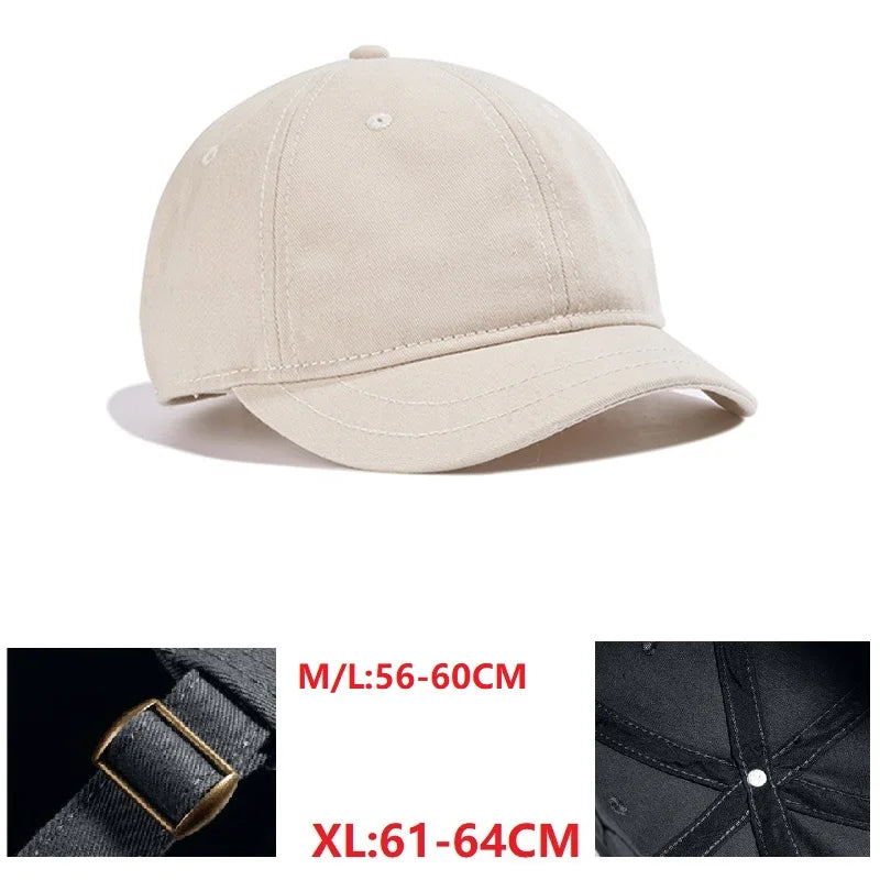 Gorra de béisbol para hombre con cabeza grande, parte trasera cerrada, ala corta de 5 cm, gorras ajustadas de malla, gorras elásticas totalmente cerradas, tallas 56-60 cm y 61-65 cm