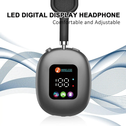 MAX600 Wireless Bluetooth 5.3 Head-Mounted Headset with Digital Display, Card Reader, Bone Conduction Neckband Headphones with Noise Cancelling