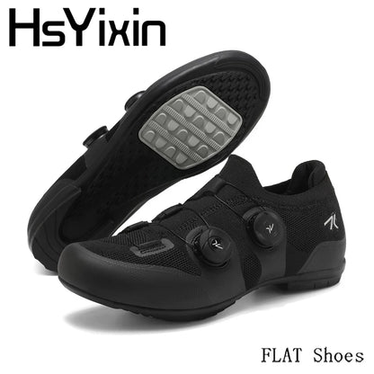 Scarpe da ciclismo su strada unisex, HsYixin traspiranti SPD autobloccanti antiscivolo, scarpe da corsa per bici da strada, MTB flat e sneakers da bicicletta