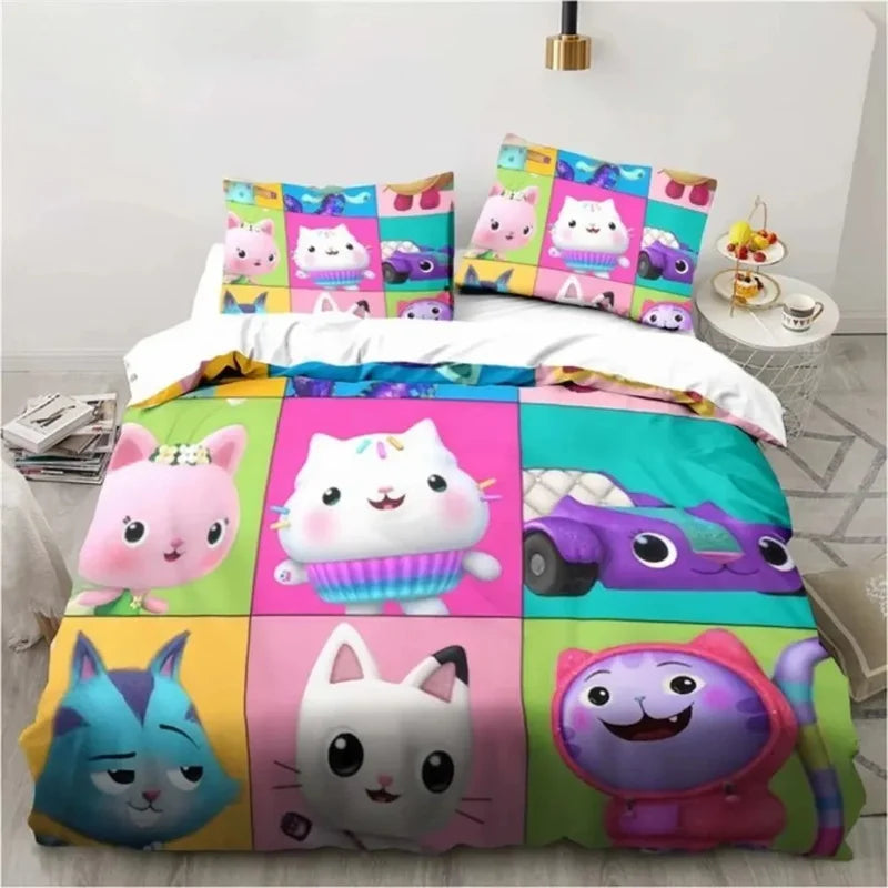 Gabby's Dollhouse 3D Printed Duvet Case Pillowcase Bedding Set Twin Full King for Kids Adults Bedroom