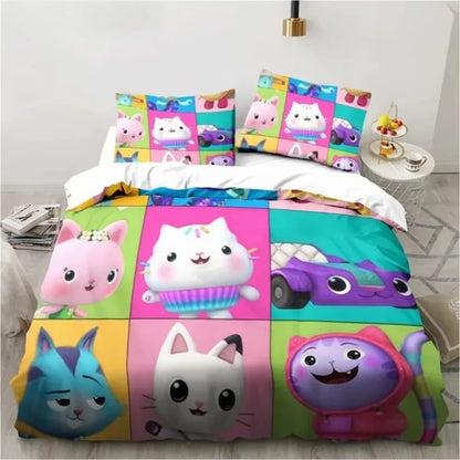 Gabby's Dollhouse 3D Printed Duvet Case Pillowcase Bedding Set Twin Full King for Kids Adults Bedroom