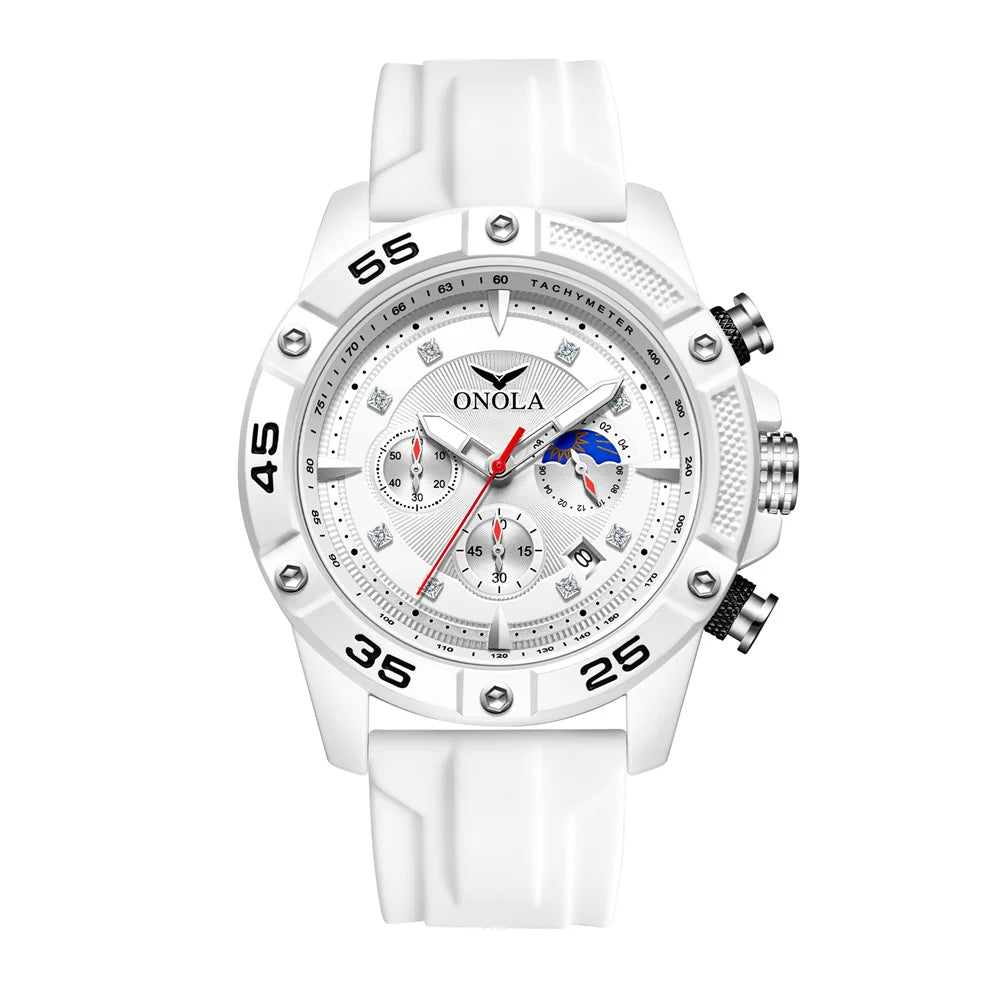 ONOLA New Fashion Casual Men's Watch Multi functional Fluorescent Tape Waterproof Quartz Military Watch Men's Clock High Quality