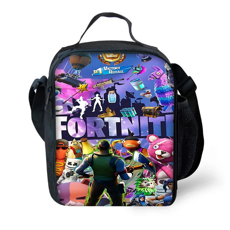 Saco térmico infantil de grande capacidade para rapaz, F-FortniteS Hot Game, estudante, piquenique ao ar livre, lancheira térmica reutilizável para rapariga