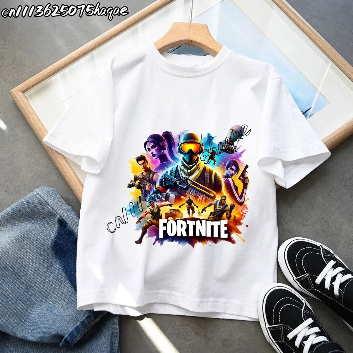 T-shirts Infantis Fortnite Novidade de Verão, T-shirt com Figura de Desenho Animado, Estampado Gráfico, Casual e Desportivo, Manga Curta, Tops Desportivos para Criança, Roupa para Rapazes