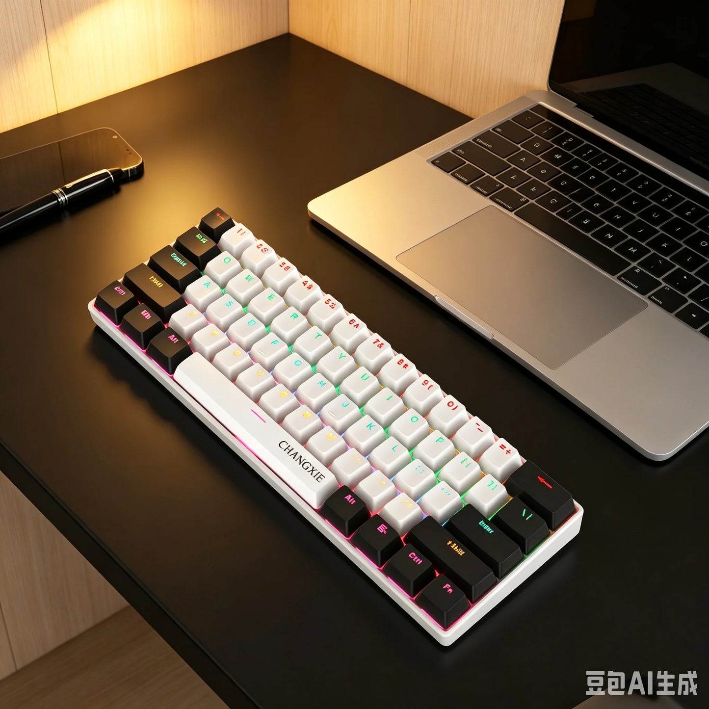 60% Compact Wired Mechanical Keyboard 61 Keys RGB Backlight Red Switch Ergonomic Small Portable for Office Computer Windows Tablet