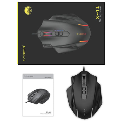 E-YOOSO X-41 Pro USB Wired Gaming Mouse RGB Backlit 12400 DPI 11 Buttons Programmable Ergonomic Mice for Work Computer PC Laptop