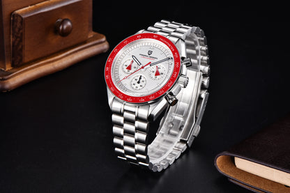 Relógio masculino PAGANI DESIGN Série Planetary Saturn Light Tan Quartz Speed Chronograph com cristal de safira AR — Novo 2026