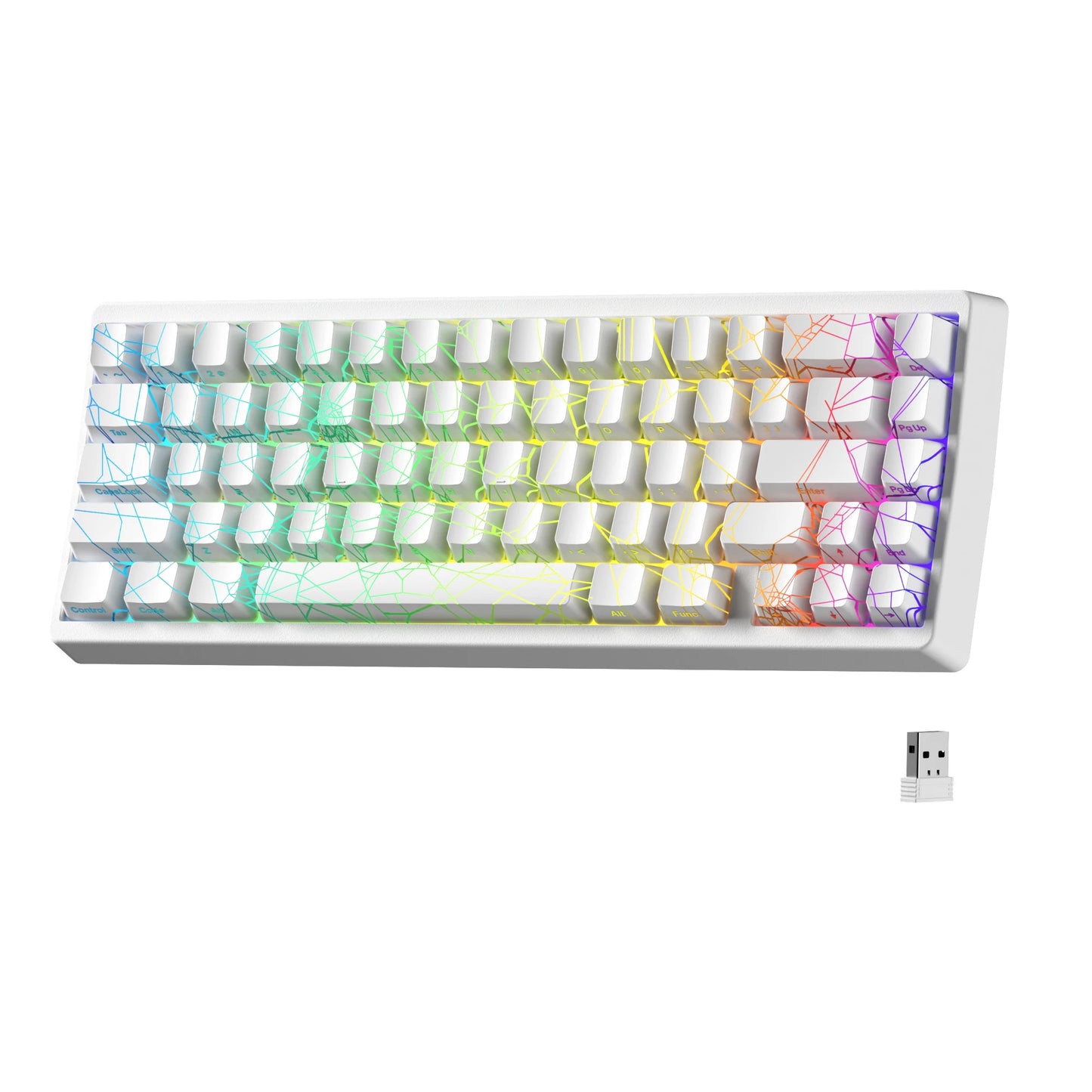 Teclado Mecânico Sem Fios XVX M67 JadeStone com Teclas IMD-Tech Tri-Mode, Teclado Gamer Branco Topographic com Design Gasket