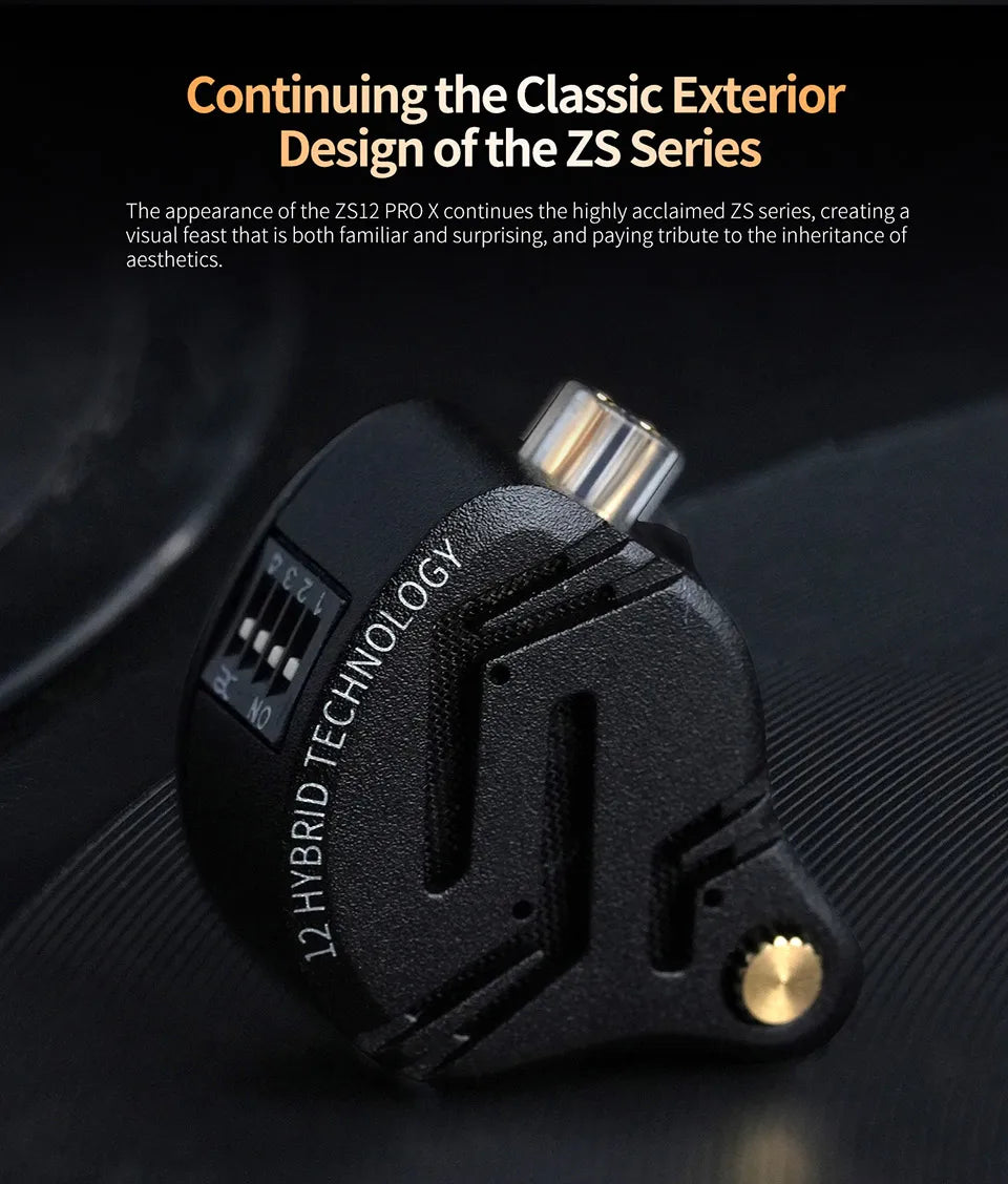 KZ ZS12 PRO X Hybrid Dynamic & Balanced Armature Technology IEM Earphone Upgrade HiFi Bass In Ear Headphone Tunning Wire Headset