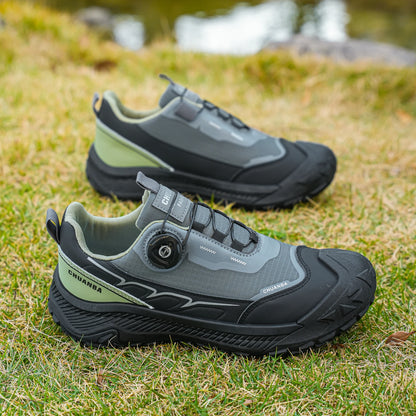Men's Lightweight Casual Shoes Outdoor Running Shoes in Black Grey Khaki Sizes 39-48 PU Material with Canvas