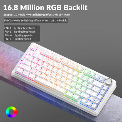 AULA F75 Pro Teclado mecánico gaming inalámbrico con montaje gasket, RGB personalizable, distribución 75% y teclas PBT con grabado lateral