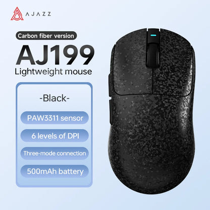 Bezprzewodowa mysz gamingowa AJAZZ AJ199 PAW3311 24000DPI, lekka, Bluetooth/przewodowa, z włókna węglowego, do PC i laptopa dla graczy
