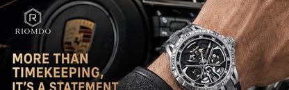 OBLVLO Men's Luxury Machinery Skeleton Mechanical Automatic Watches Analog Big Dial Blue Rubber Band Military Watch RD-909