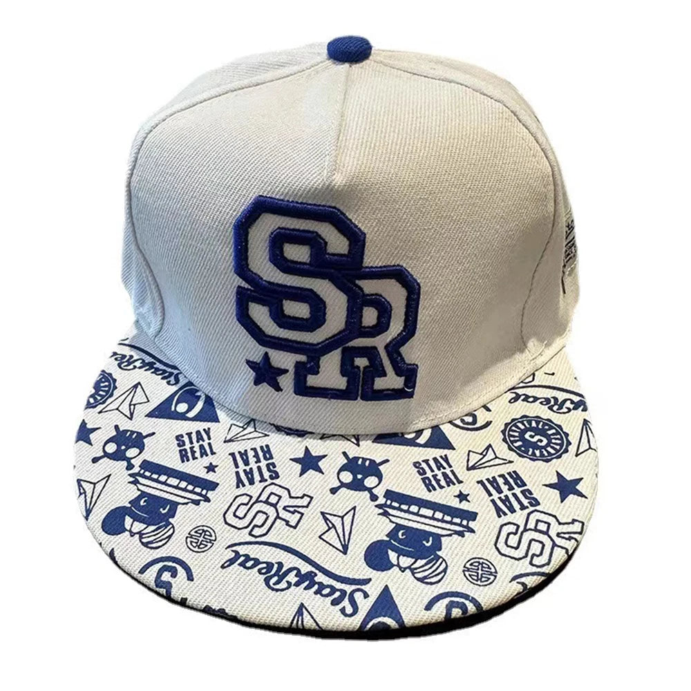 Baseballcap mit flachem Schirm, Buchstabenstickerei für Herren, vielseitig kombinierbar, Damen-Sommer-Hip-Hop-Hut, Outdoor-Sonnenschutz, verstellbare Schirmmütze