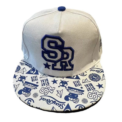 Baseballcap mit flachem Schirm, Buchstabenstickerei für Herren, vielseitig kombinierbar, Damen-Sommer-Hip-Hop-Hut, Outdoor-Sonnenschutz, verstellbare Schirmmütze