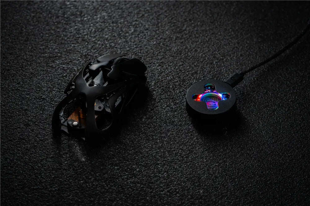 Mouse de gaming wireless Angry Miao Infinity, metalic, ultraușor, cu carcasă perforată, hot-swappable, PAW3950, Dual 8K, cu fir, tri-mode, portocaliu
