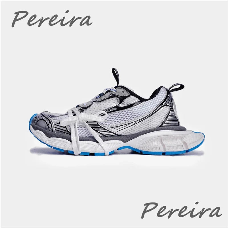 Street Style Thick Sole Men Sneakers New Mixed Colors Lace-Up Couple Casual Shoes Comfortable Breathable Running Walking Shoes