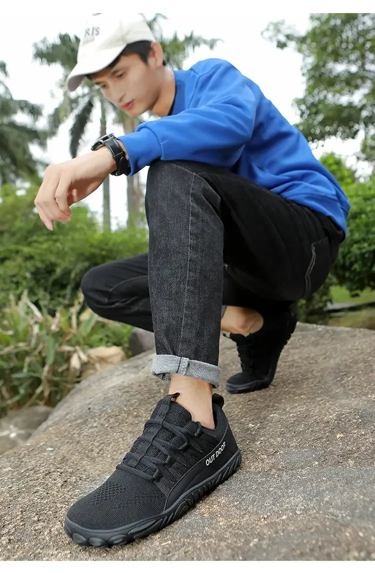 Scarpe da uomo semplici e leggere da trekking sportivo 2025, barefoot a punta larga, multifunzionali casual in mesh traspirante per camminare