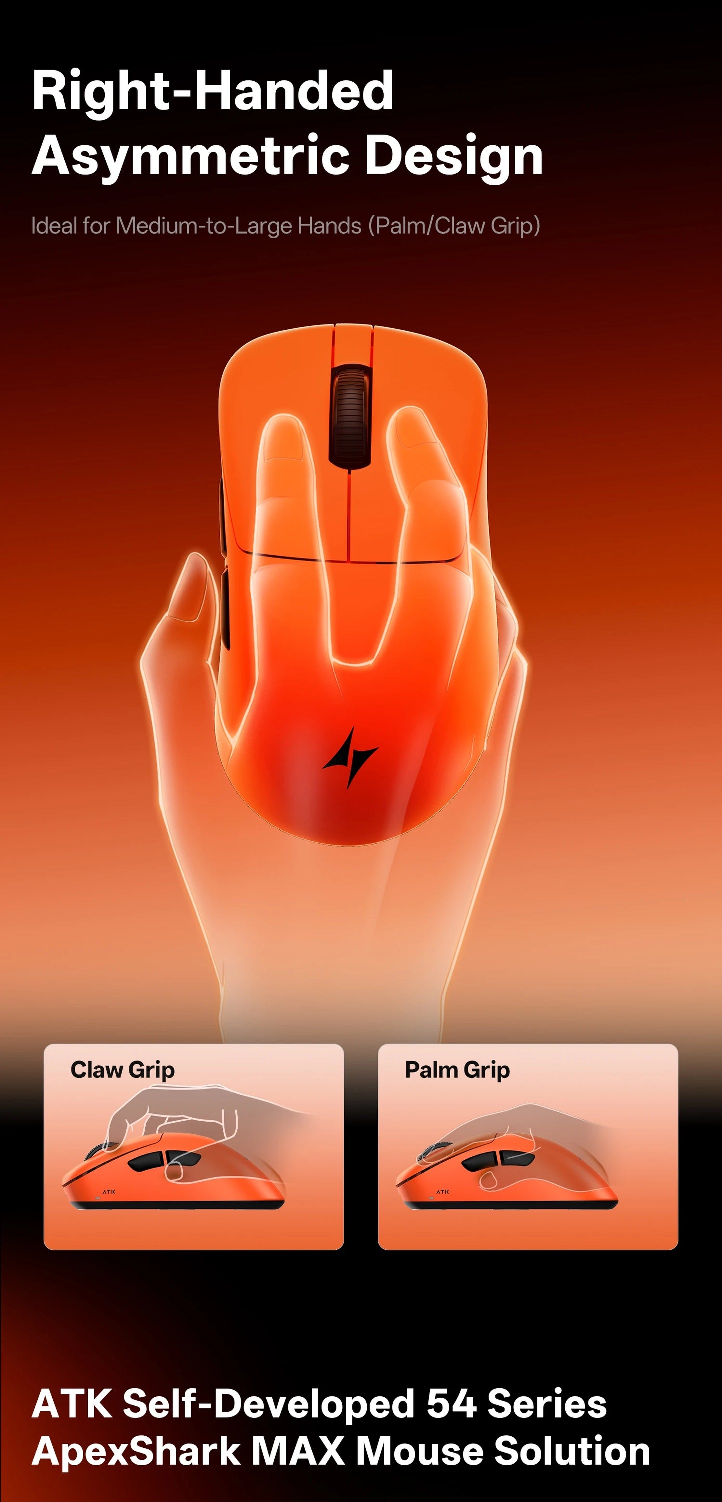 ATK Blazing Sky Z1 V2 Ultimate bezdrátová myš PAW3950 Ultra Dual 8K herní myš ergonomická, vlastní vývoj, pro střední až velkou ruku