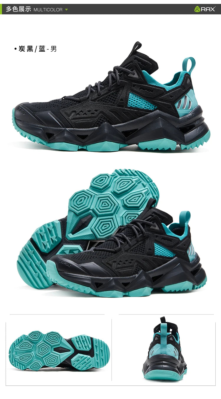 RAX Running Shoes Men&Women Outdoor Sport Shoes Breathable Lightweight Sneakers Air Mesh Upper Anti-slip Natural Rubber Outsole