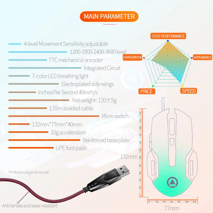 USB Wired Gaming Mouse 6 Button Backlit Ergonomic Mice DPI Adjustable Optical Mice for PC Gamer Computer Desktop