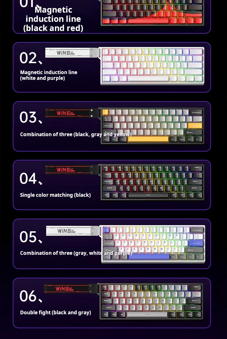 AULA WIN60 HE Tastiera cablata ad asse magnetico RT, tastiera meccanica personalizzata per giochi e-sport, polling rate 8K