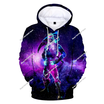 Sweatshirt com capuz Fortnite 3D com estampagem digital, folgado e confortável, novidade de outono