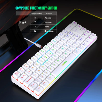 Hot Sale! Spanische kabelgebundene Gaming-Tastatur mit 69 Tasten und RGB-Hintergrundbeleuchtung, kompaktes 68%-Design, ein unverzichtbares Gadget für Büroangestellte und Gamer
