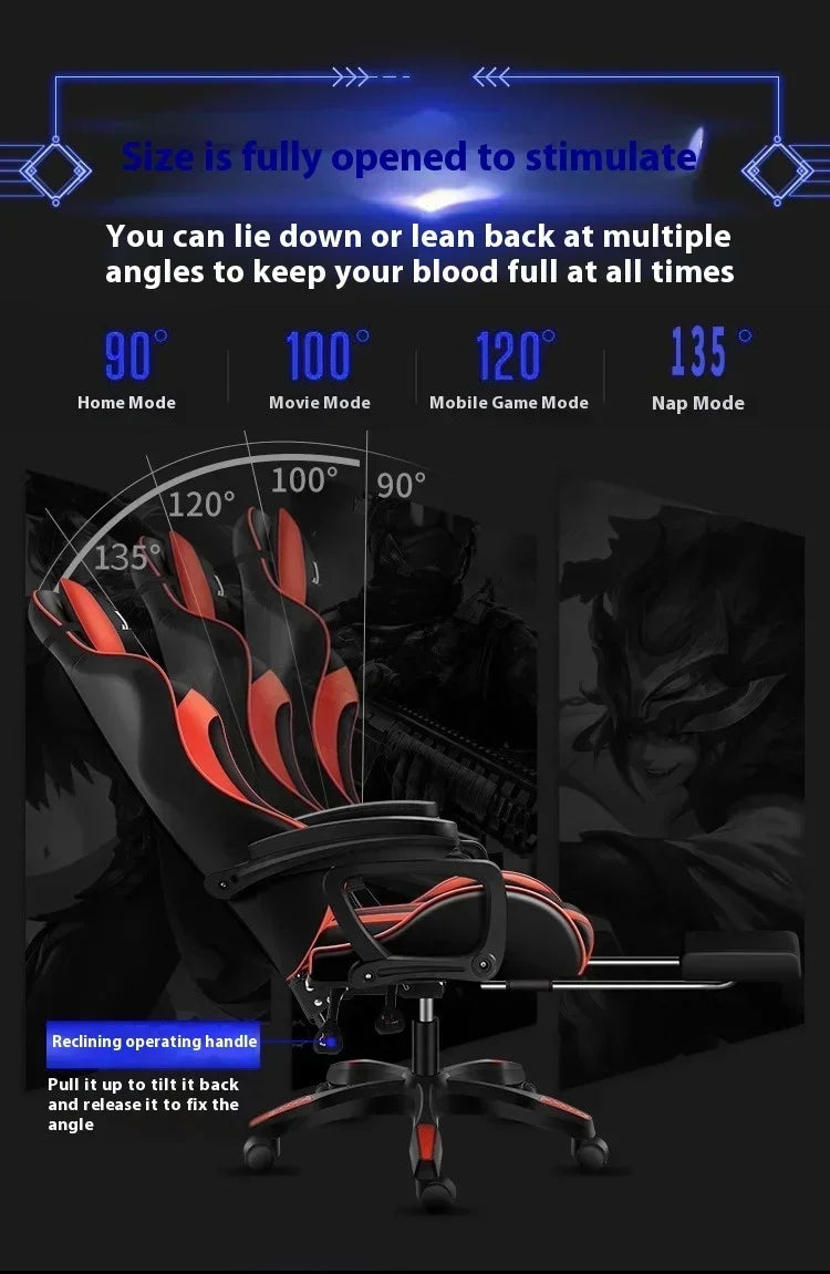 Gaming Chair Ergonomic Gaming Chair Net Coffee Computer Chair Home Reclining Office Comfortable Swivel Gaming Chair