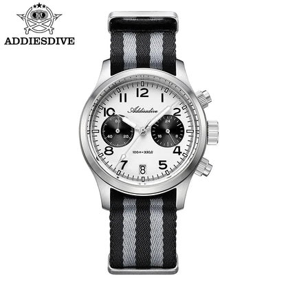 ADDIESDIVE 2025 Neue Panda Eye Herrenuhr, luxuriöse Retro-VK64-Quarzuhr für Herren, Sport-Chronograph, 100M wasserdicht, leuchtend