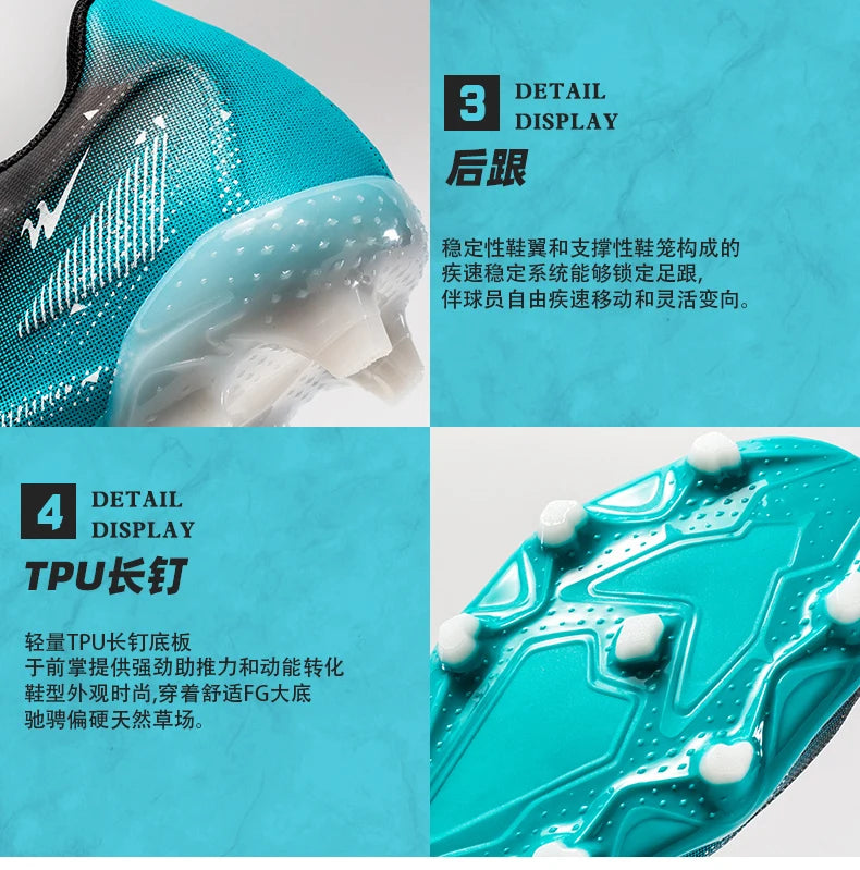 Double Star Adult Youth AG Soccer Cleats Non-Slip Durable Artificial and Natural Grass Football Shoes for Training and Matches Men Women