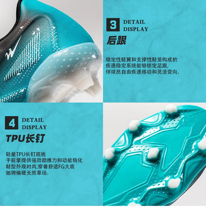 Double Star Adult Youth AG Soccer Cleats Non-Slip Durable Artificial and Natural Grass Football Shoes for Training and Matches Men Women