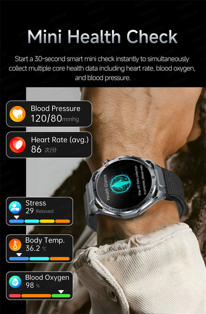 Smart Watch Men High-end Health Blood Pressure Blood Oxygen Lipids Uric Acid Sapphire Smart Watches Ai GPT Custom Dial ECG 2026
