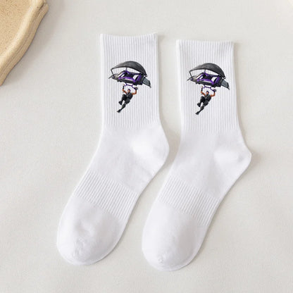 Fortnite-Socken mit Cartoon-Spielcharakter, lange Socken für Kinder und Schüler, einfarbige Baumwollsocken für Frühling und Herbst, Geburtstagsgeschenk