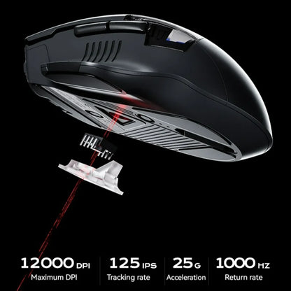 Inphic A9 Pro Three-mode Game Mouse Colorful Light Guide Pillar Power Indicator DPI Adjustable Macro-driver Ergonomics 12800DPI