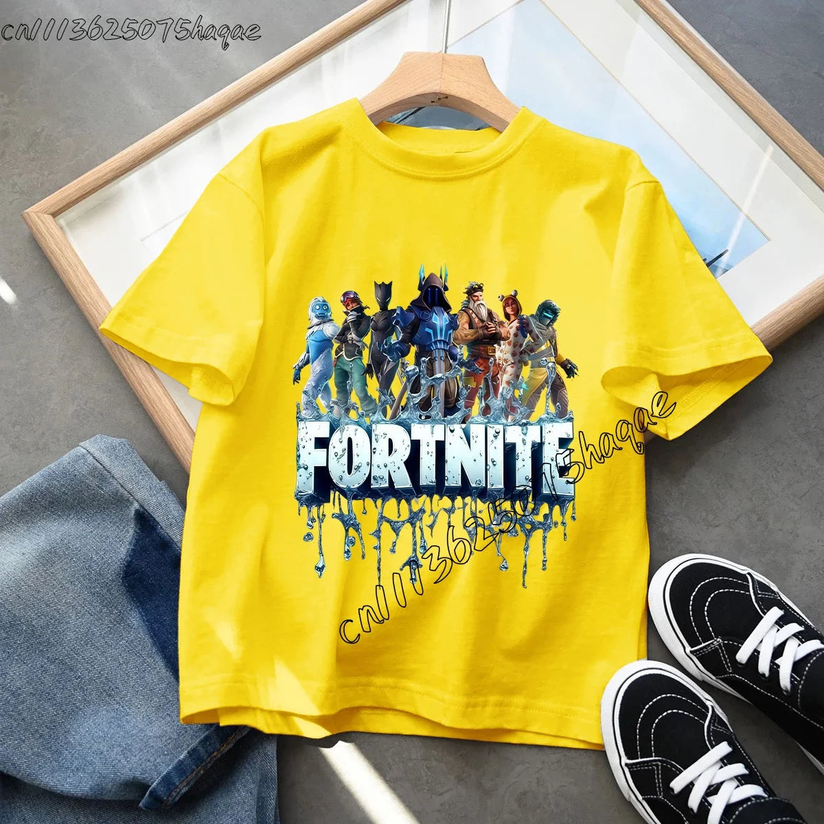 Summer Game Fortnited T-shirt Bottle Royale Birthday Tops Party Wear Boys Tee Fortnight Short Sleeve Cotton Kids Clothes