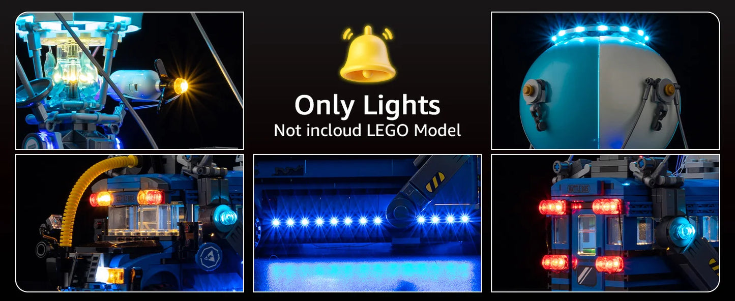 Conjunto de iluminação LED sem modelo, compatível com blocos de construção LEGO Fortnite Battle Bus 77073