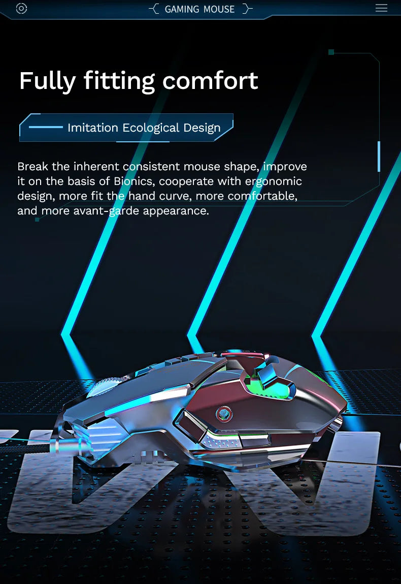 RGB 6400 DPI kabelgebundene mechanische Maus mit magnetischer Befestigung und DIY-Gegengewicht für Esports-Gaming-PC