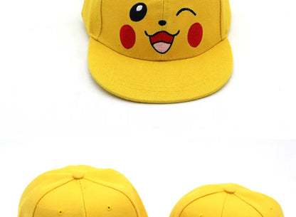 Cartoon Pikachu Cosplay Baseball Hat with Ears Cute Pokemon Baseball Cap for Adults Kids Costume Party Gift